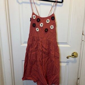 Madewell Rust Midi Dress with Floral Accents